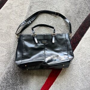 Badgley Mischka Julia Black Vegan Leather Travel Tote Bag